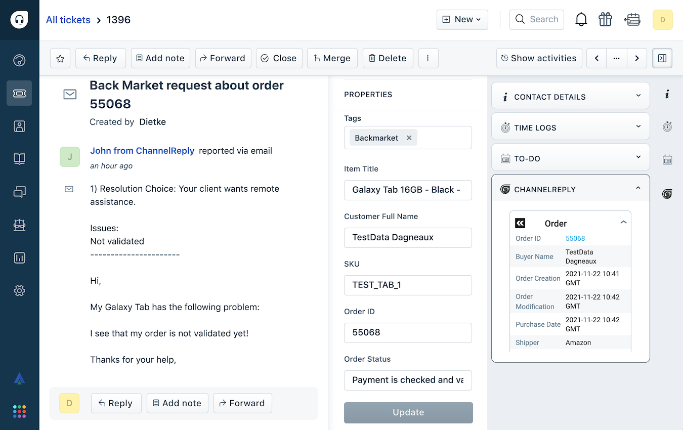 Back Market–Freshdesk Integration Screenshot